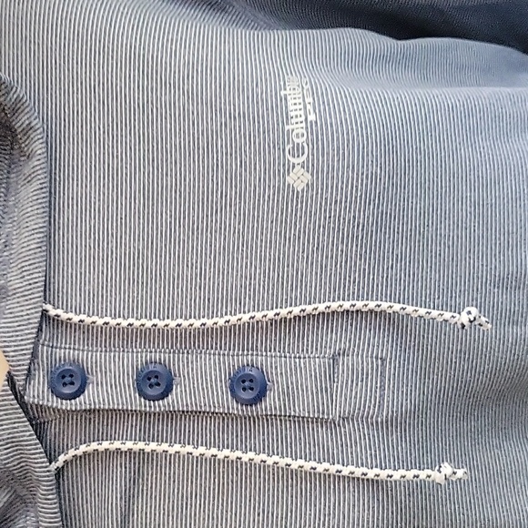 Columbia PFG Pullover Hoodie Shirt ◇LIKE NEW◇ Blue/white Stripes - Picture 7 of 9
